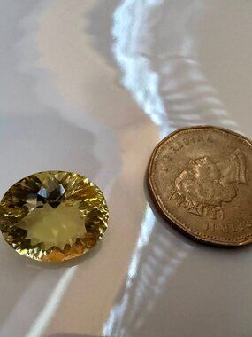 Oval Concave Cut Natural Unheated Lemon Quartz Brazil 17.67ct 18x6mm Gemstone